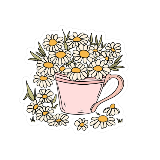 Floral Coffee Cup Kiss-Cut Stickers