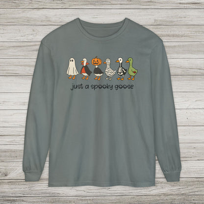 Just A Spooky Goose Comfort Colors Long Sleeve Tee