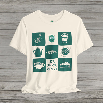 Sip Savor Repeat Jersey Short Sleeve Tee