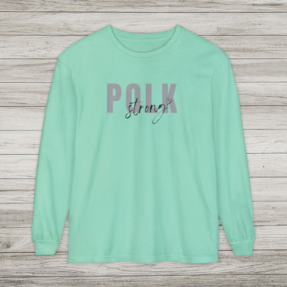 Polk Strong w Heart Garment-dyed Long Sleeve T-Shirt
