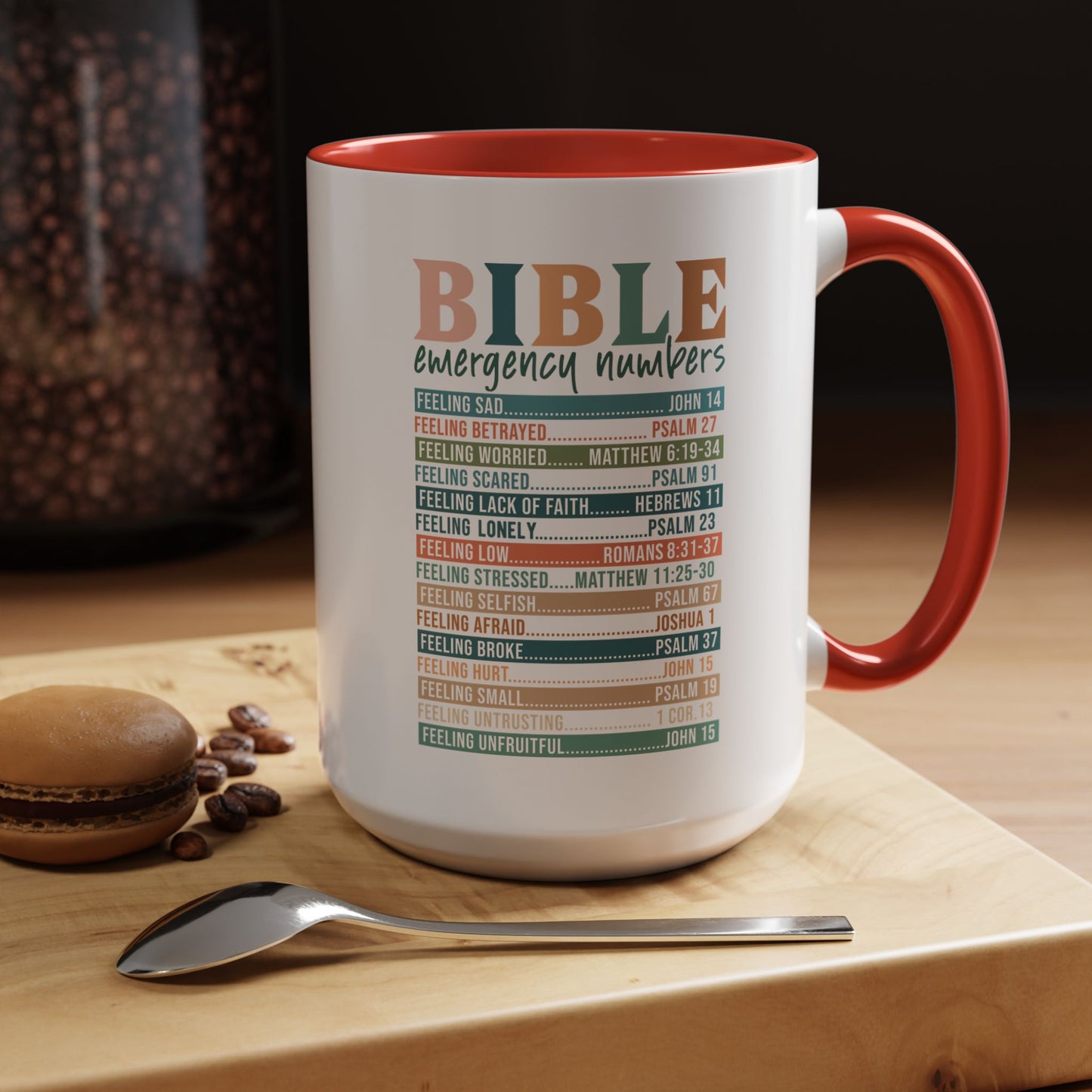 Bible Emergency Numbers Accent Coffee Mug (11, 15oz)
