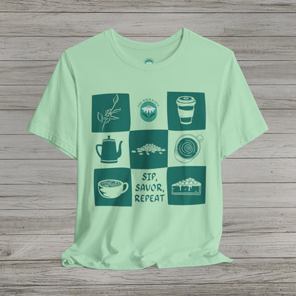 Sip Savor Repeat Jersey Short Sleeve Tee