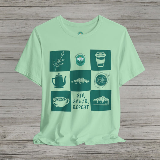 Sip Savor Repeat Jersey Short Sleeve Tee