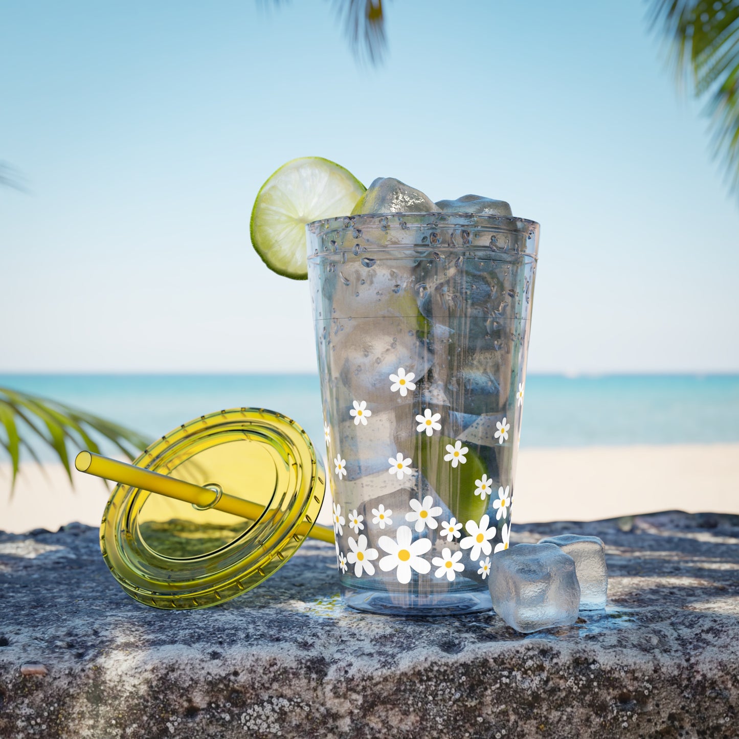 Daisy Sunsplash Tumbler with Straw, 16oz